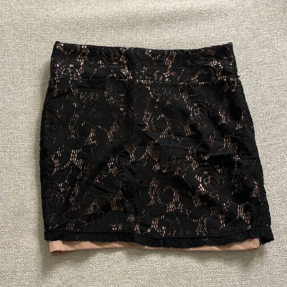 Black lace pencil skirt